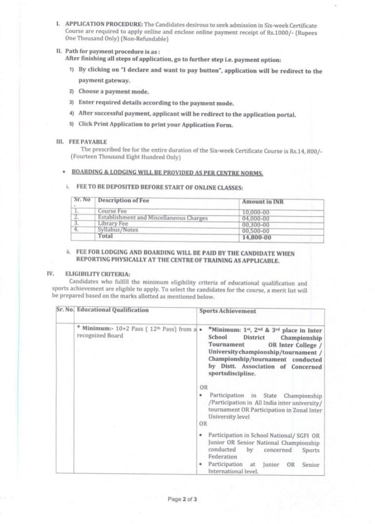 Sports Authority of India Invites Applications for Six-Week Certificate ...