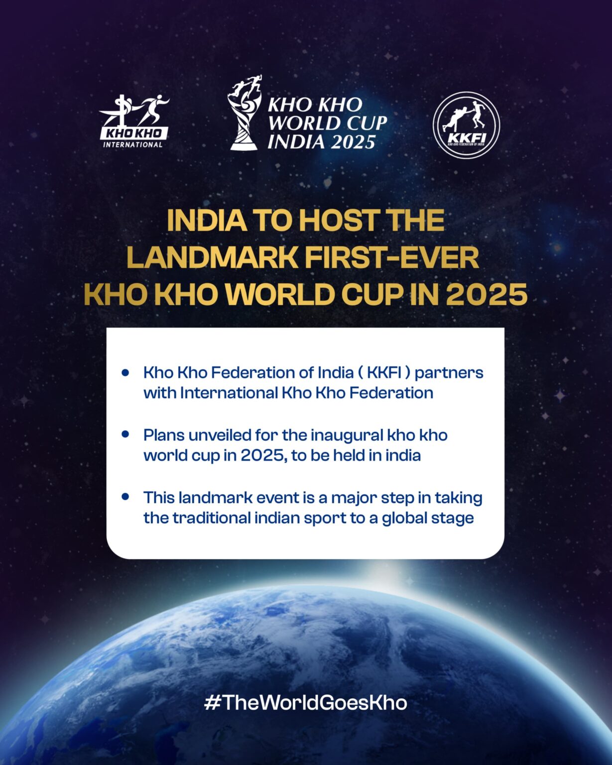 India to Host the FirstEver Kho Kho World Cup in 2025 KHO KHO CHAMPIONS