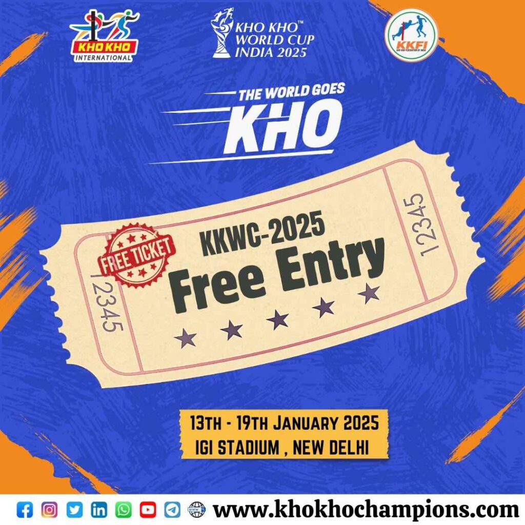 Kho Kho World Cup- 2025 . Free Entry Tickets