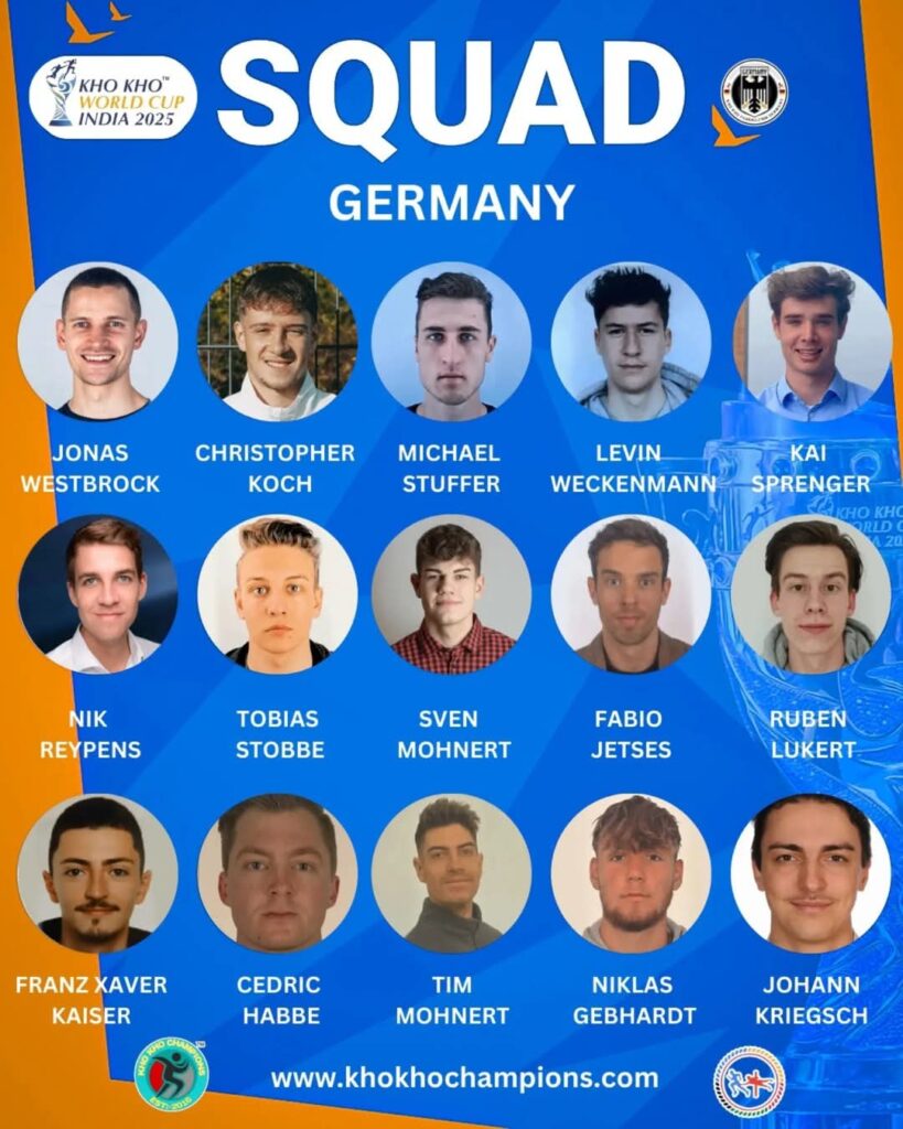 Germany men's squad for khokhoworldcup 2025