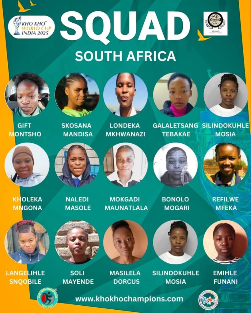 South Africa women's squad for khokhoworldcup 2025