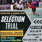 Bihar Senior Kho-Kho Team Selection Trial on February 16