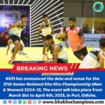 KKFI Announces Date and Venue for the 57th Senior National Kho Kho Championship (Men & Women) 2024-25