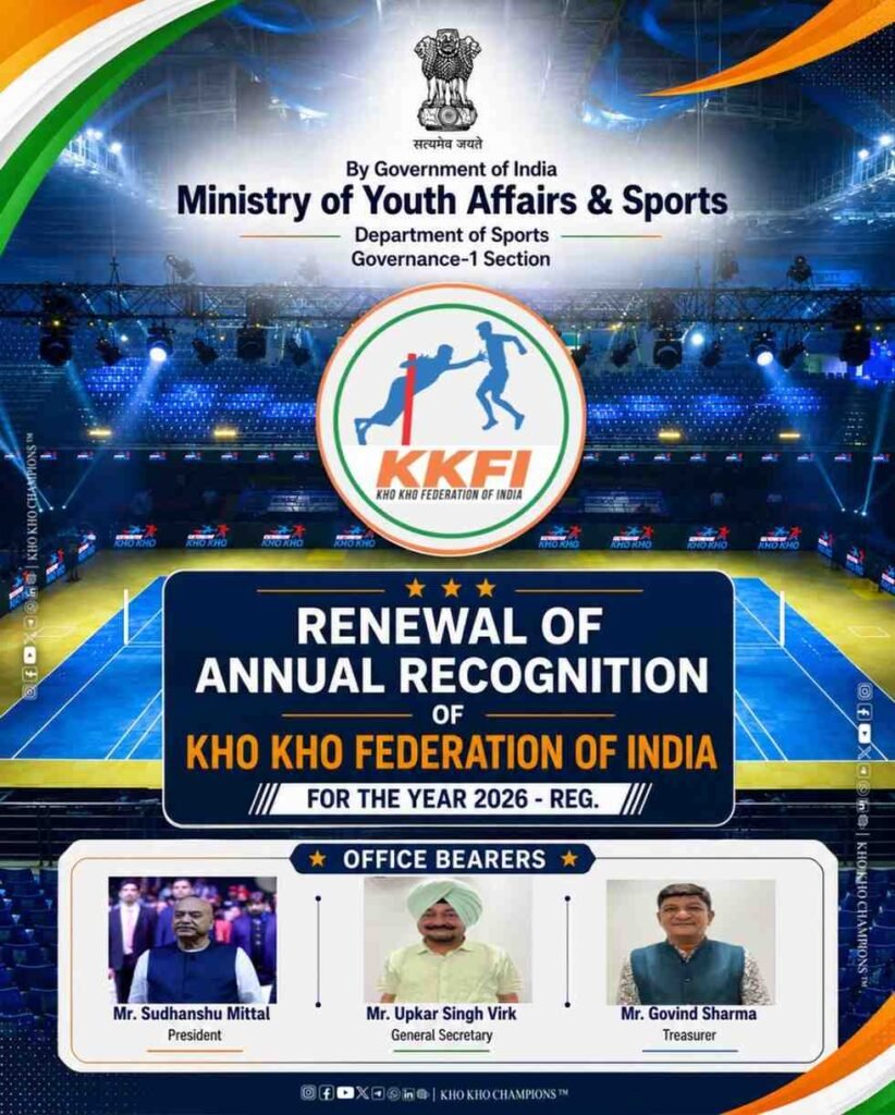 Annual Recognition of Kho Kho Federation of India Renewed for 2026 by Government of India; Unauthorized Associations Suffer Major Setback