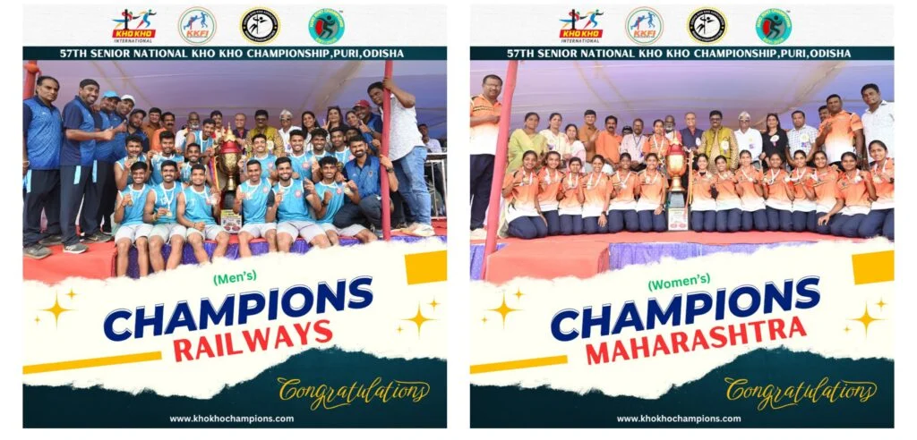 Maharashtra Women, Railways Men Crowned Champions at 57th Senior National Kho Kho in Puri